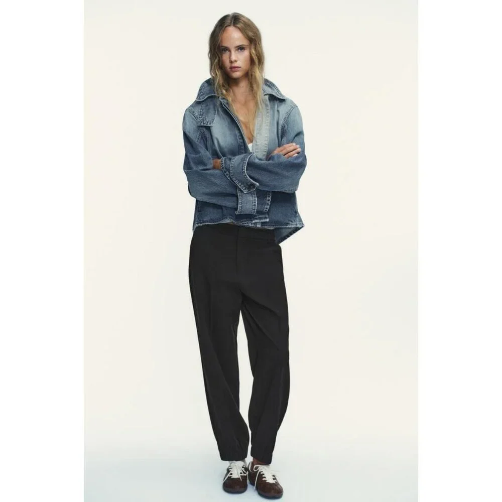 ZARA TRF HIGH NECK DENIM JACKET - Picture 2 of 8